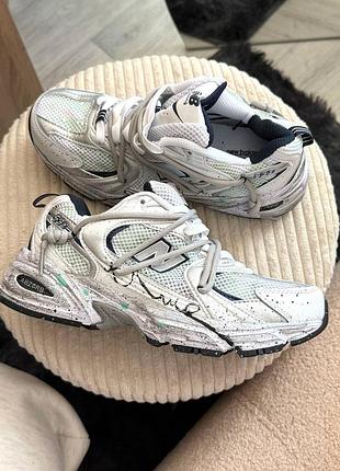 Женские кроссовки new balance 530 custom white silver консульт белого беланс белого с серебристым цветами