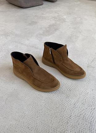 Женские кожаные замшевые ботинки сапожки ботинки из натуральной кожи и замши 🖤🤎🖤