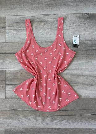 Рожева жіноча майка топ футболка мʼяка з пальмами розмір s