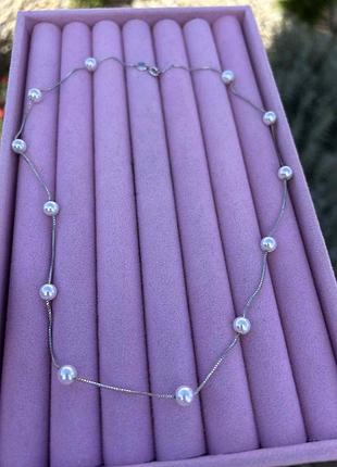 Срібне кольє з перлинами 925
