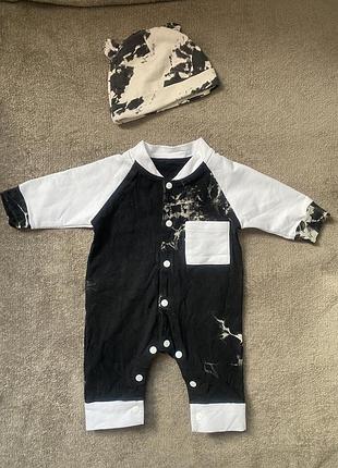 Чоловічок/ромпер + шапка  0-3 м 62 см