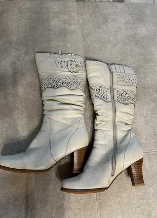 Зимові жіночі чоботи з натур шкіри та хутра, 38 р