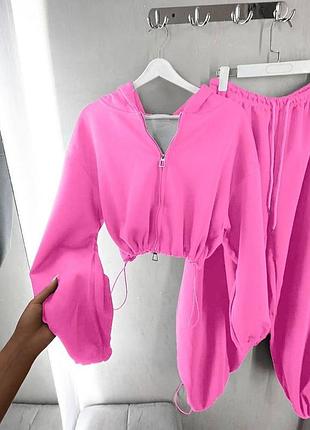 Жіночий повсякденний спортивний костюм двійка штани та укорочена кофта на змійці з капюшоном тканина якісна дорога тринитка петля туреччина