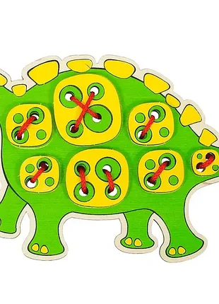 Шнуровка набор из дерева "шнурзаврик". развитие моторики. игрушки для детей. детская развивающая игрушка (01522)