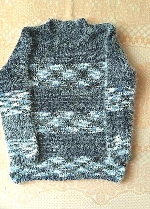 Чудесный пушистый плотной вязки свитер джемпер травка xl/48-50