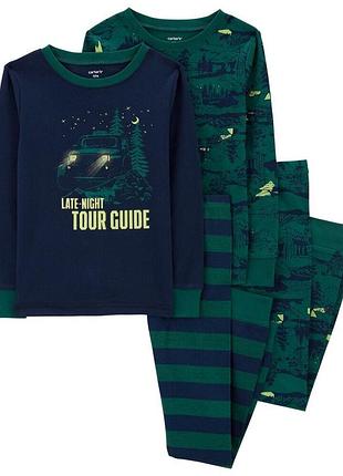 Carters комплект набор хлопковых пижам из 2 шт картерс пижама late nigth toure guide