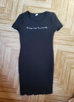 Платье-вязка с ребристым принтом и вышивкой shein для девочек 10-11 лет