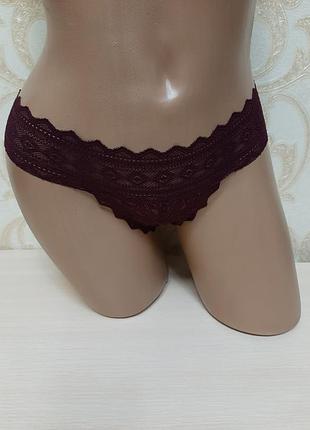 Красивые гипюровые кружевные трусики стринги victoria's secret 2