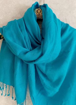Аквамарин ярко голубой шарф палантин нежный