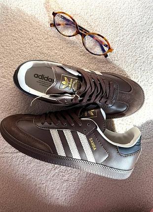Женские кроссовки adidas samba brown адидас самба коричневого