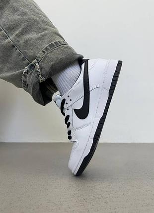 Женские кроссовки nike sb dunk low white black найк данк белого с черными цветами 6