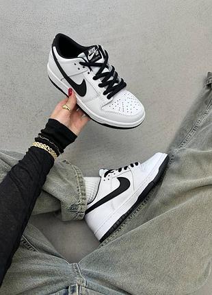 Женские кроссовки nike sb dunk low white black найк данк белого с черными цветами 4