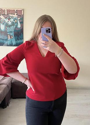 Червона блузка з рукавами 3/4 h&m 2