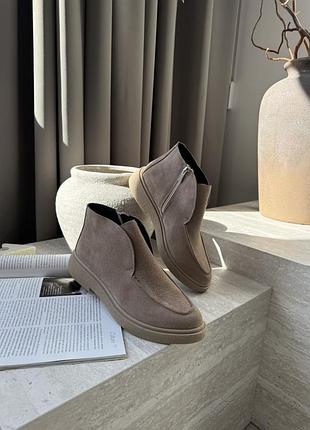 Бежевые замшевые ботинки сапожки ботинки из натуральной кожи и замши 🌷🌷🌷на осень/весну
