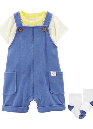 Carters летний комплект тройка картерс носки и шорты футболка