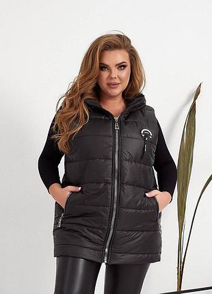 Женская жилетка с декором на спинке до 58 размера