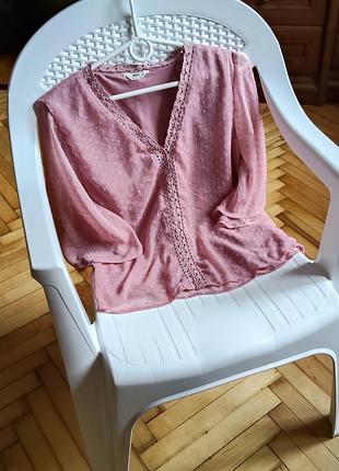 Шикарная розовая блузка с декором only m 46