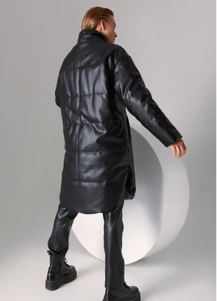 Тепла шкіряна куртка чорний шоколадний s-m-l-xl