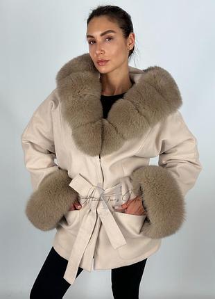 Ексклюзивне кашемірове пончо з хутром песця