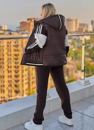 Жіночий костюм трійка на флісі з жилеткою до 64 розміру