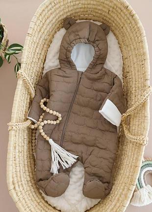 Демисезонный комбинезон ромпер для новорожденного малыша с флисом