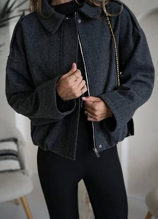 Стильная вильная куртка бомбер 50% шерсть (3 цвета) пиджак полушерсть *люкс качество