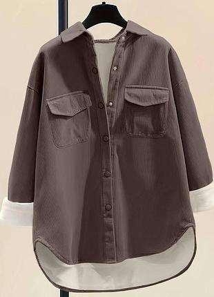 Стильная вельветовая рубашка на меху