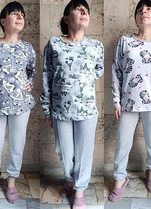 Пижама теплая женская начес байка 44-58