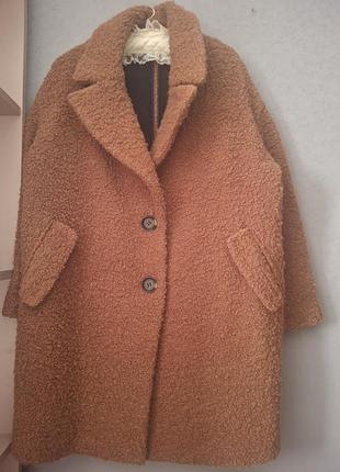 Пальто тедди натуральное topshop