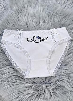 Трусики hello kitty wings - білі труси сліпи хіпстери - белые трусы слипы хипстеры- хелло китти хеллоу кити хело кітті