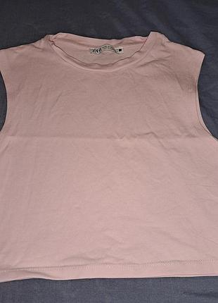 Кроп топ zara размер xs нежно розового цвета летний легкий розовый топ zara