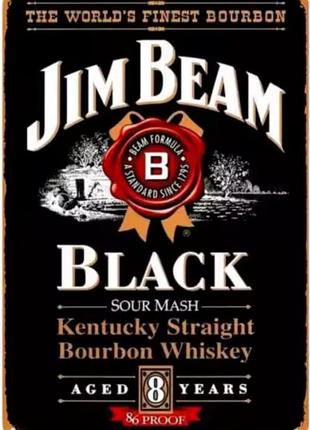 Металлическая винтажная табличка "jim beam black" 14х20 см