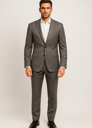 Мужской костюм серый классический двойка (пиджак + штаны), 2 пуговицы / marks &amp; spencer / eu 40-42 / l-xl / состояние очень хорошее!!!