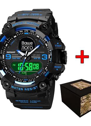 Patriot 001buua ваше лого чорні з синім + коробка