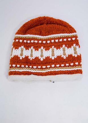 Детская шапка, терракотового цвета с узором, 167r7781