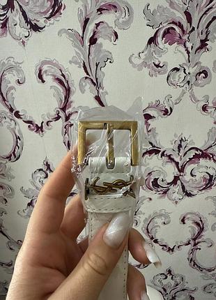 Білий шкіряний брендовий ремінь пояс пасок