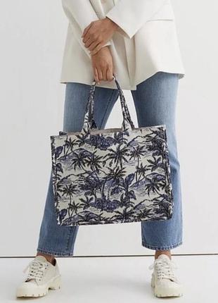 Сумка тоут h&m жакардова шопер велика