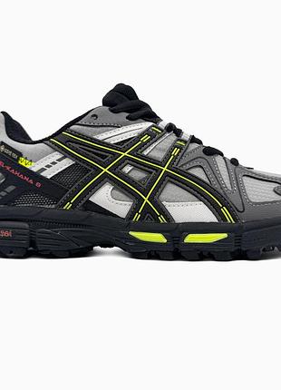 Утепленні чоловічі кросівки asics gel-kahana 8 gore-tex grey green termo асікс сірого з зеленим кольорів термо
