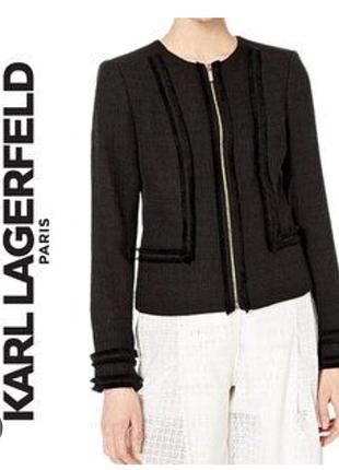 Жіночий твідовий блейзер з бахромою від karl lagerfeld paris