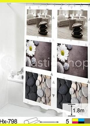 Шторка для ванной комнаты black-grey stones