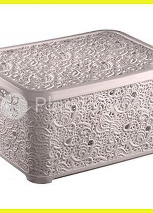 Кошик для білизни ажурний mini 28 л пудра