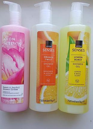 Гелі для душу avon senses 720 мл