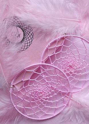Серьги ловец снов розовые