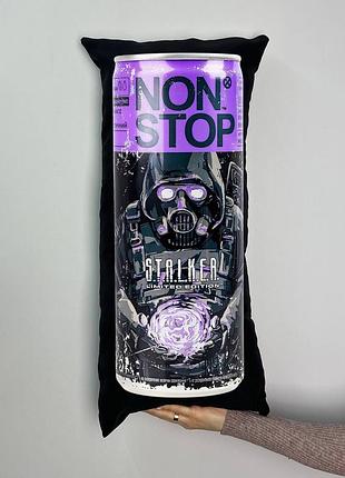 Подушка с принтом габардиновая нон стоп Сталкер, черная 35х75 (609)