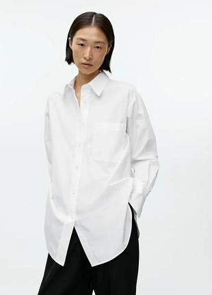 Поплінова біла сорочка оверсайз arket белая рубашка поплин