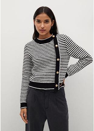 Mango светр у смужку із золотими ґудзиками s -m розмір