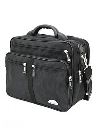 Мужская сумка - полукаркас с расширением wallaby 25275 - черная 34х28х16см