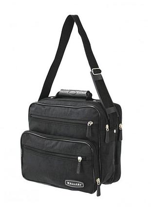 Мужская сумка wallaby 2407 с резиновой ручкой - черная 28х23х13см