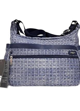 Молодіжна сумка на плечі в клітинку dolly 649 синя 36х26х18см
