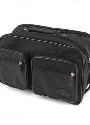 Сумка wallaby 2647 на 2 отдела из жатки - черная 35х24х13см